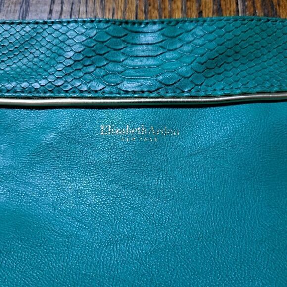 Elizabeth Arden New York Teal Zip Top Cosmetic Make Up Bag Clutch - Picture 3 of 6